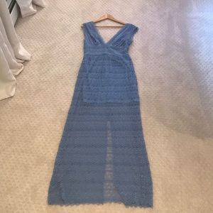 V-striped Lace Maxi Dress